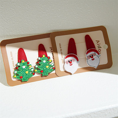 Christmas Sweet Women's Christmas Tree Santa Claus Elk Hair Clip