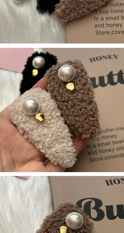 elegant lady geometric plush hair clip