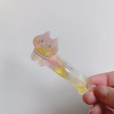 cute kitten pearl rhinestone stitching children's hair clip hairpin