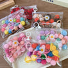 20 Bagged Macarons Candy Color Autumn and Winter Plush Fur Ball Small Size Wooden Ear Hair Band Children's All-Match Headband