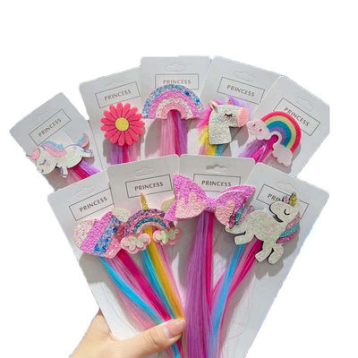 cartoon style rainbow  cloth handmade hair clip 1 piece