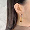 1 Pair Elegant U Shape Color Block Copper Hoop Earrings