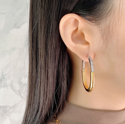 1 Pair Elegant U Shape Color Block Copper Hoop Earrings