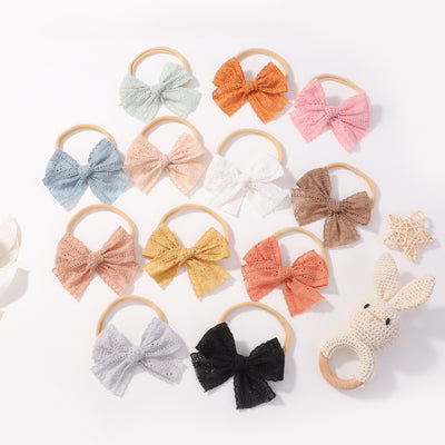 Baby Lace Hollow Soft Elasticity Traceless Hair Band  Baby Bow Headband Princess Hair Accessories 3674