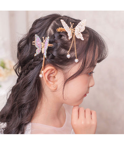 cute fashion sweet butterfly alloy metal artificial pearls hair clip