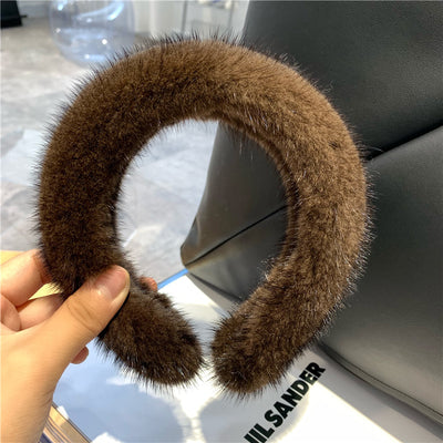 women's elegant solid color plush hair band