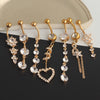 1 Piece 1 Set Belly Rings Simple Style Shiny Heart Shape 304 Stainless Steel Belly Rings