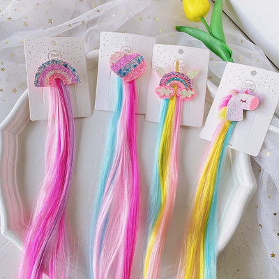 cartoon style rainbow  cloth handmade hair clip 1 piece