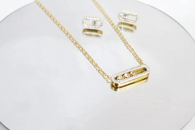 Jewelry Simple Style Classic Style Solid Color Titanium Steel Zircon Inlay Jewelry Set