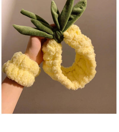 Women's Sweet Simple Style Pineapple Plush Hair Band Wristband