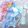 cartoon style bow knot organza rhinestone hair clip