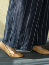 Plus Size Women 100% Linen Stripes Pocket Casual Pants