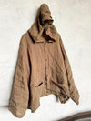 Women Summer Vintage Linen Solid Button-up Hooded Shirt