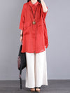 Plus Size Women Casual Summer Pocket 100%Linen Shirt