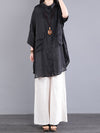 Plus Size Women Casual Summer Pocket 100%Linen Shirt