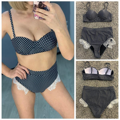 Sexy Lace Bikinis Women Swimsuit Push Up Swimwear Patchwork Bikini Set