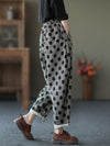 Plus size - Women Retro Pocket Cotton Casual Dots Harem Pants