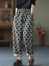 Plus size - Women Retro Pocket Cotton Casual Dots Harem Pants