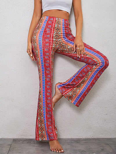 High Waisted Skinny Elasticity Printed Split-Joint Pants Trousers