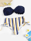 Striped Bottom Bikinis Swimwear