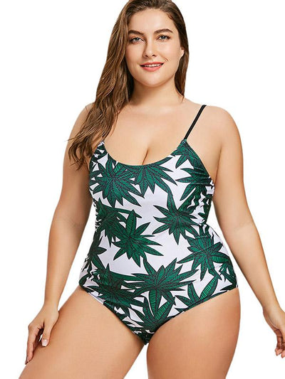 Plus Size Printed Bandage One-piece Swimwear