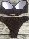 Strapless Striped&Plain Bikinis Swimwear