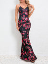 Bodycon Mermaid Flower Print Split-Joint Spaghetti-Neck Maxi Dresses