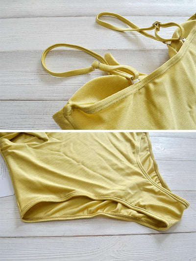 Solid Color Strapless Knotted One-Piece Swimwear