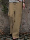 High Waisted Loose Elasticity Pockets Solid Color Pants Trousers