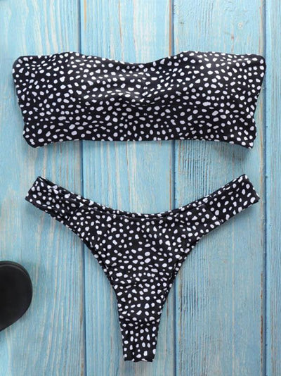 Strapless Polka-dot Bikinis Swimwear