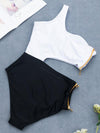 Single Shoulder Zipper Side One-piece Swimwear