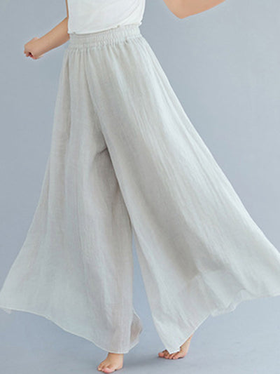 Loose Wide Leg Elasticity Solid Color Culotte Pants Trousers