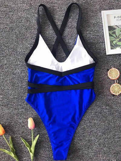 Solid Color Bandage One-Piece Swimwear