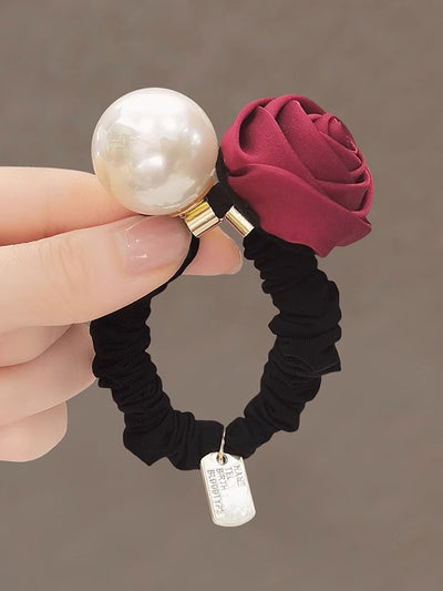 Beaded Elasticity Flower Shape Pleated Shiny Hair Accessories Hairbobble Hairtie Ponytailholder