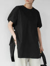 High-low Loose Elasticity Solid Color Split-side Round-neck T-Shirts Tops