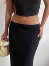 Bodycon Skinny Elasticity Pleated See-Through Solid Color Tube Midi Dresses Skirts