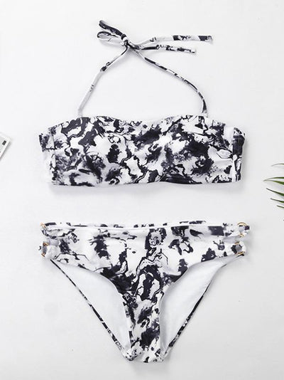 Strapless Printed Bikinis Swimwear