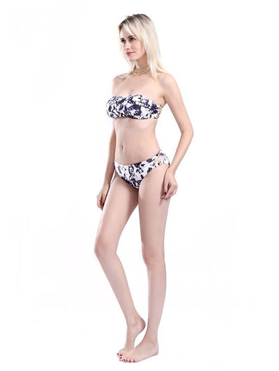 Strapless Printed Bikinis Swimwear