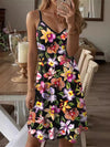 Loose Sleeveless Flower Print Spaghetti-Neck Mini Dresses