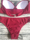 Strapless Striped&Plain Bikinis Swimwear