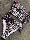 Strapless High Waist Leopard Bikinis Swimsuit