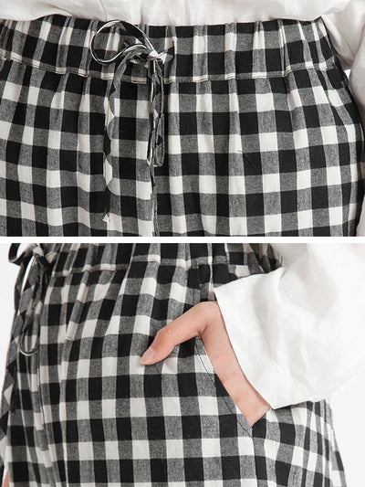 Plus Size Plaid Casual Summer Women Loose Pants