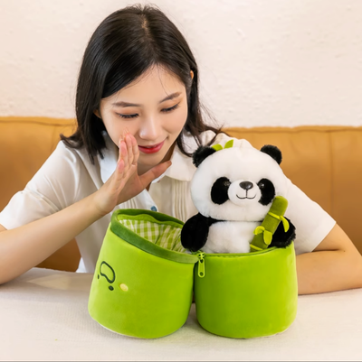 Adorable Panda Plushie Inside Bamboo | Soft and Huggable Toy