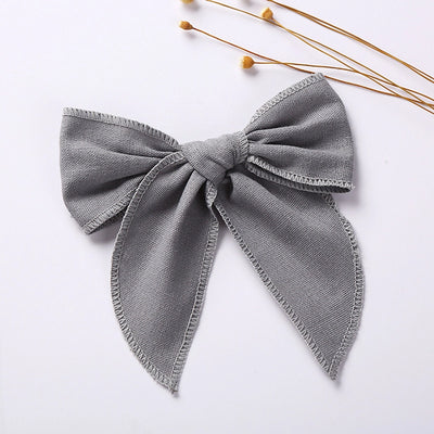 children's headdress solid color cotton linen bow girl hairpin