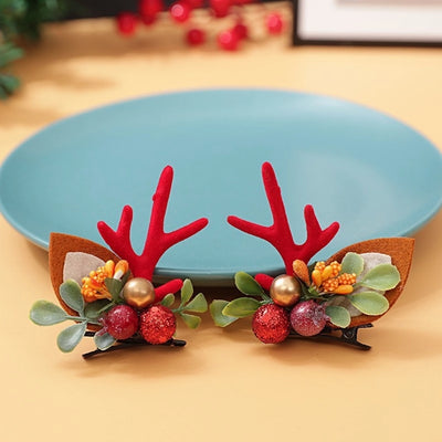 Christmas Cute IG Style Women's Antlers Plush Handmade Hair Clip