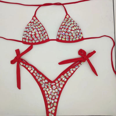 women's solid color 2 piece set bikinis