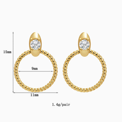 1 Pair IG Style Elegant Geometric Copper Zircon 24K Gold Plated Drop Earrings