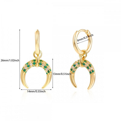 1 Pair Elegant Simple Style Geometric Moon Copper Zircon 24K Gold Plated Drop Earrings