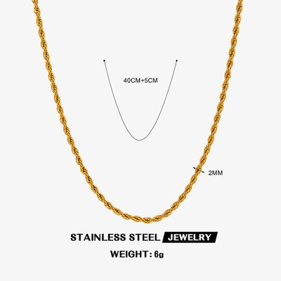 Jewelry Simple Style chain Twist 304 Stainless Steel 18K Gold Plated Plating Necklace