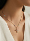 Simple Style Shiny Cross 18K Gold Plated Rhinestones 304 Stainless Steel Alloy  Pendant Necklaces